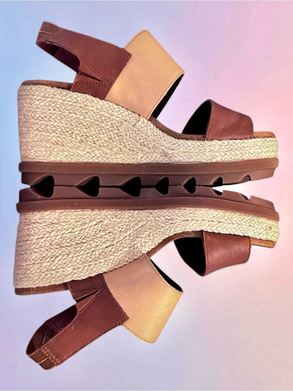 Sorel Joanie II Slingback Platform Wedge Sandal Camel Tan Espadrille - Sz 8.5
